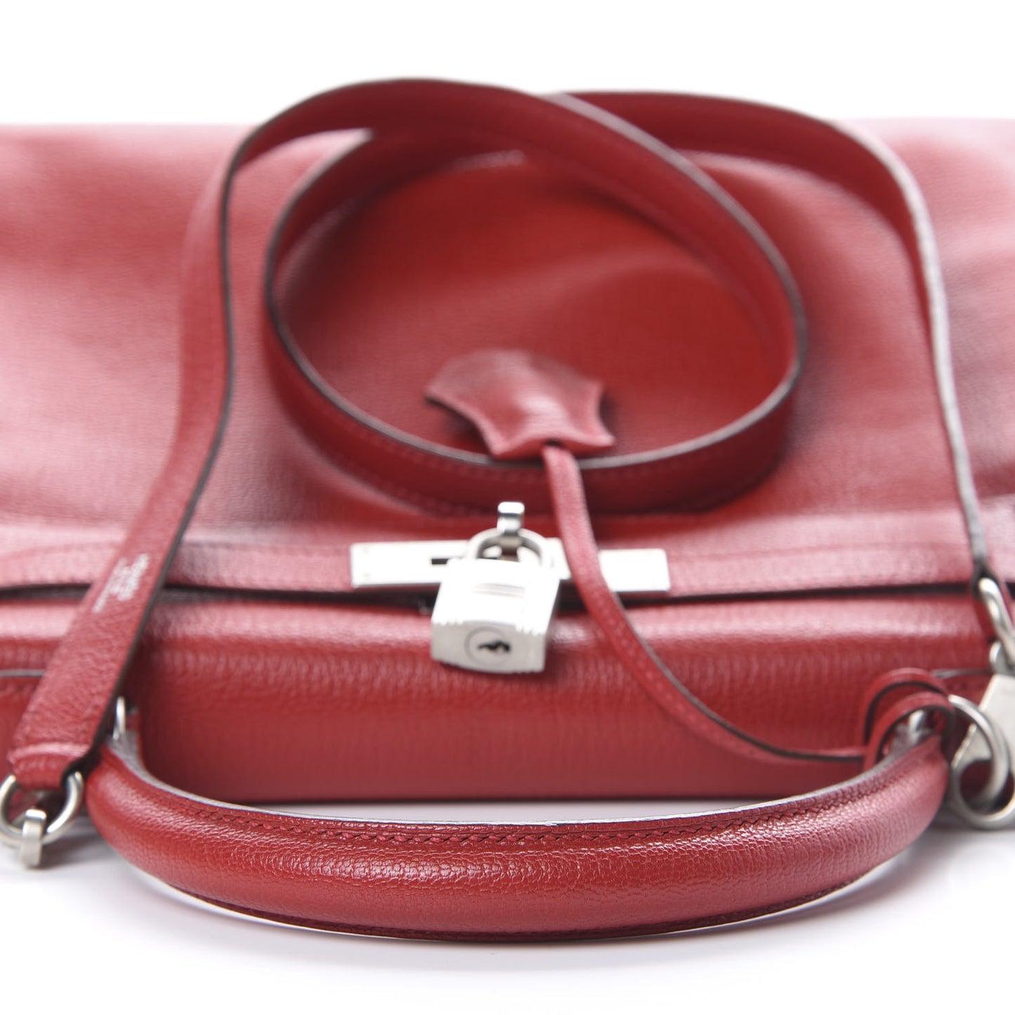 Chevre Mysore Horseshoe Kelly Retourne 28 Rouge Garance Bleu Obscur