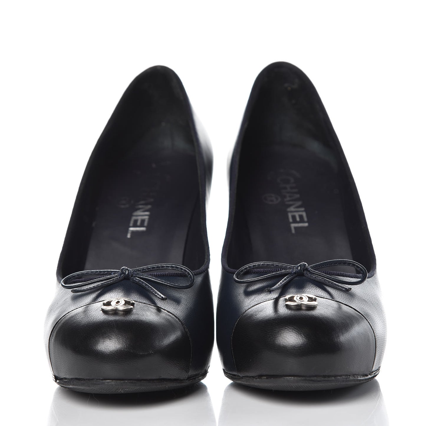 Lambskin Cap Toe CC Pumps 38.5 Marine Fonce Black