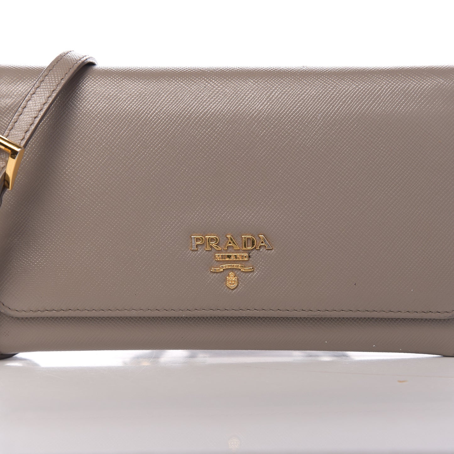 Saffiano Metal Flap Wallet With Strap Argilla