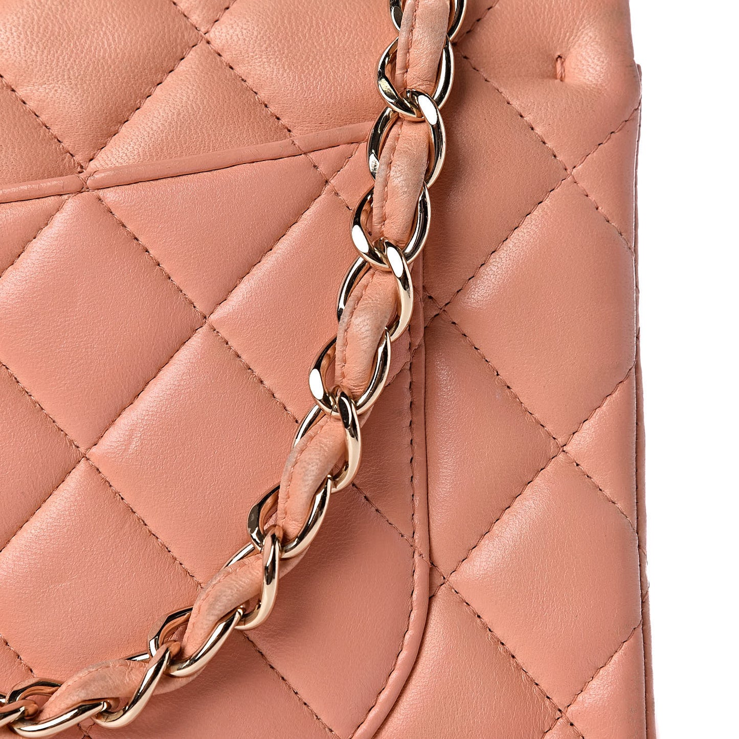 Lambskin Quilted Jumbo Double Flap Light Orange