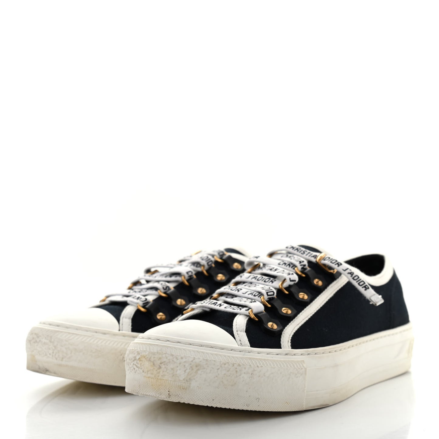 Canvas Womens Walk'n Dior Low Top Sneakers 38 Black