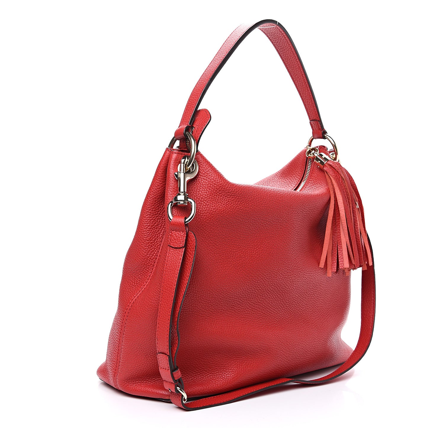Pebbled Calfskin Large Soho Hobo Tabasco Red