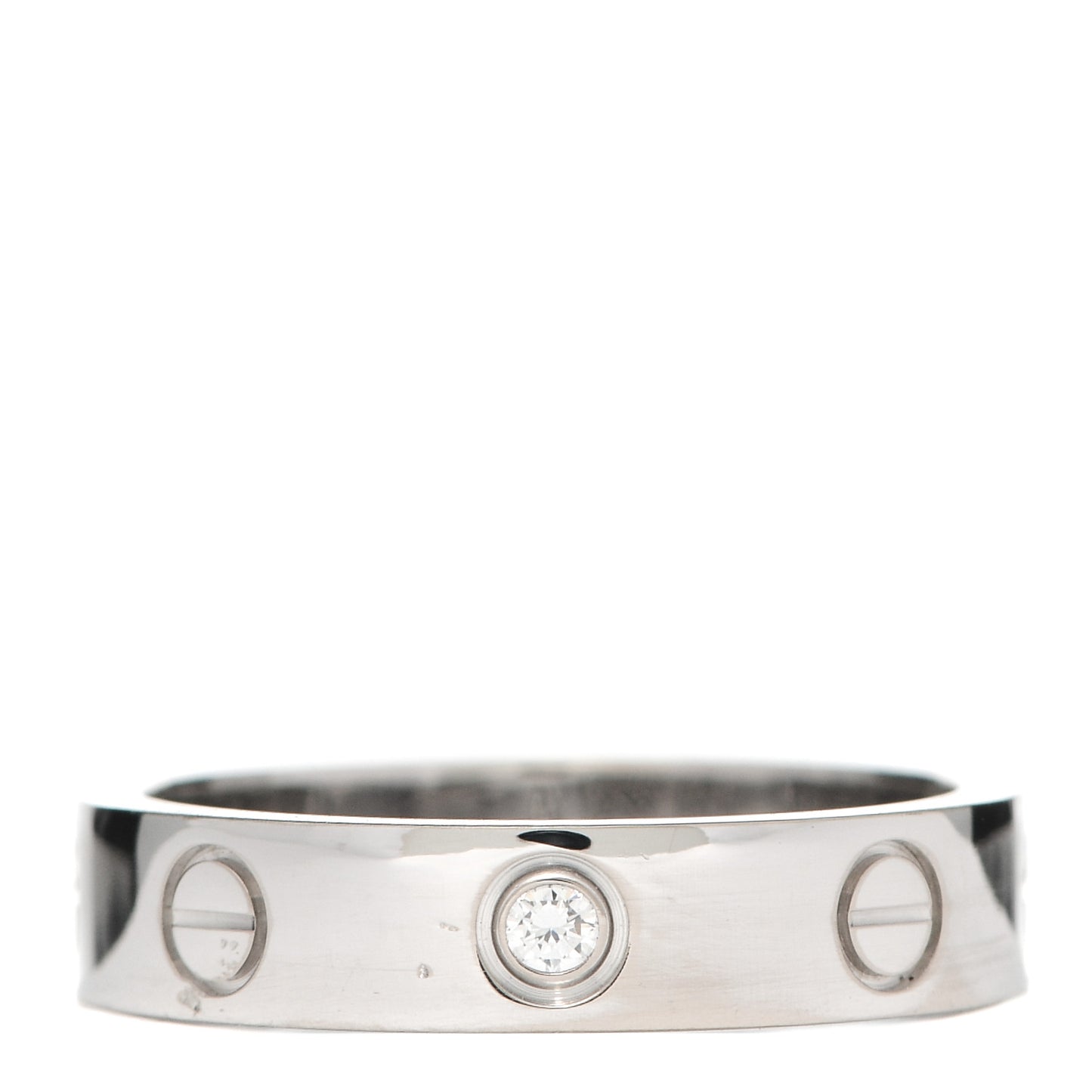 18K White Gold Diamond 4mm LOVE Wedding Band Ring 49 4.75