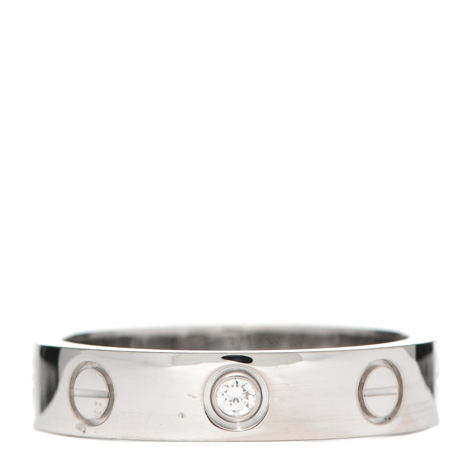 Cartier 18K White Gold Diamond 4mm LOVE Wedding Band Ring 49 4.75 1 of 5