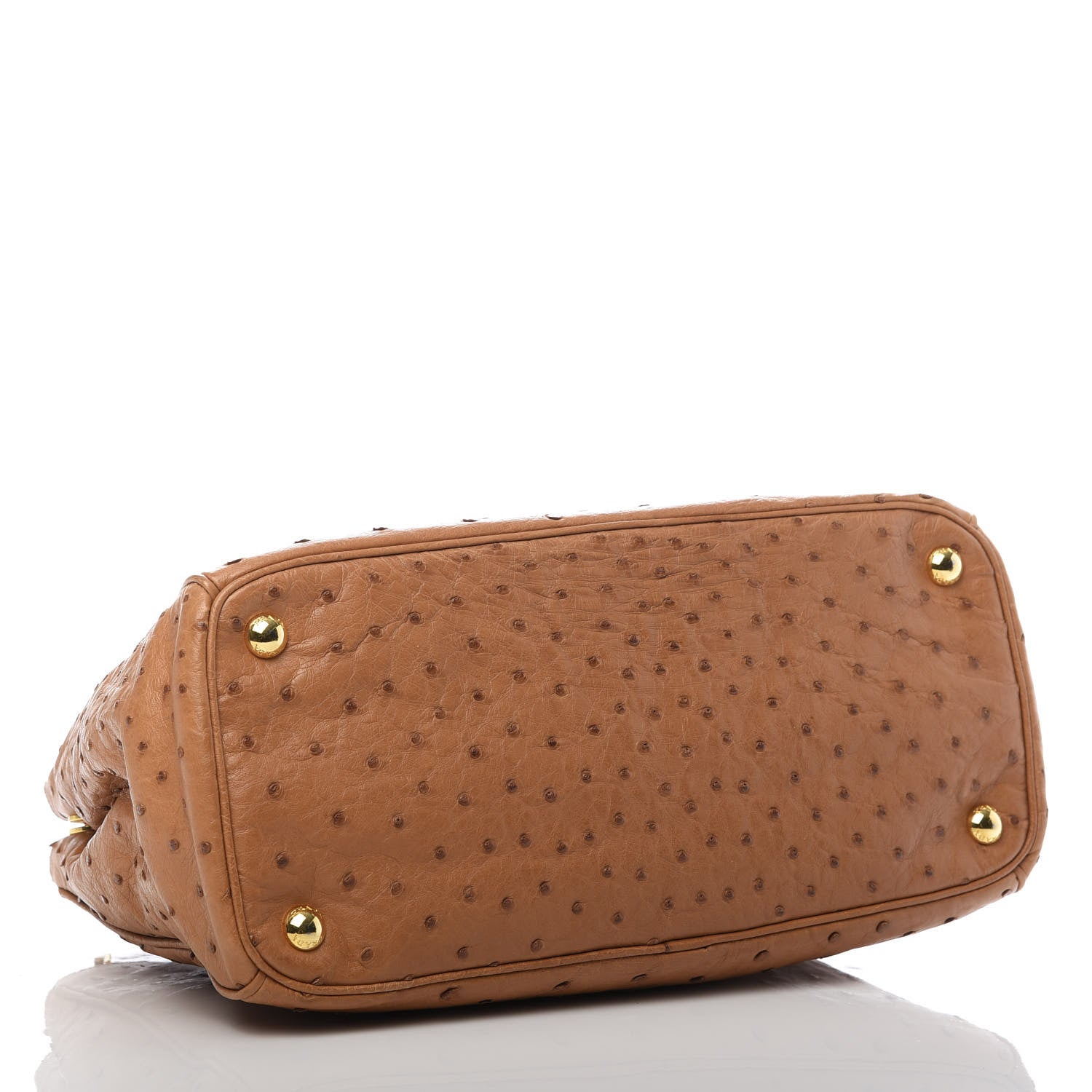 Prada Ostrich Small Galleria Double Zip Tote Cognac 4 of 9