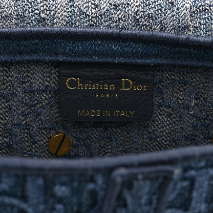 Christian Dior Oblique Embroidered Saddle Bag Denim Blue 6 of 10