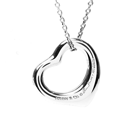 Tiffany Sterling Silver 16mm Elsa Peretti Open Heart Pendant Necklace 4 of 8
