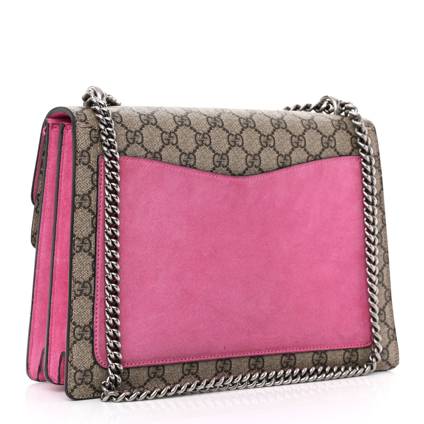 GG Supreme Monogram Suede Pierced Heart Embroidered Medium Dionysus Shoulder Bag Beige Ebony Pink Tropical Flower