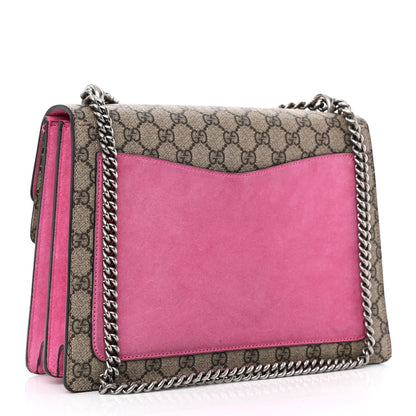 Gucci GG Supreme Monogram Suede Pierced Heart Embroidered Medium Dionysus Shoulder Bag Beige Ebony Pink Tropical Flower 3 of 16