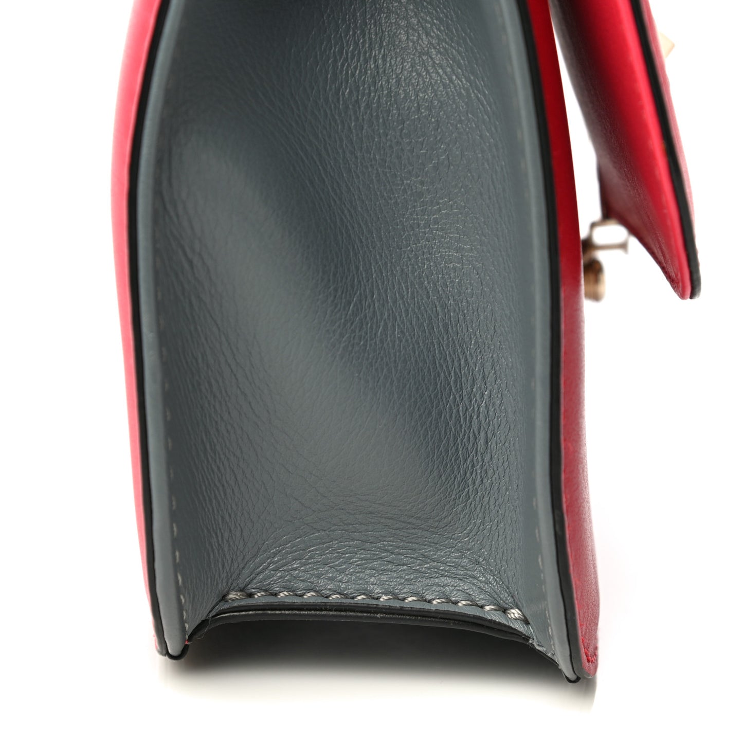 Vitello Medium Glam Lock Rockstud Flap Deep Rose Scarlet Grey Green