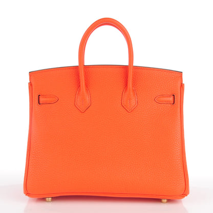 Hermes Taurillon Clemence Birkin 25 Orange Poppy 6 of 20