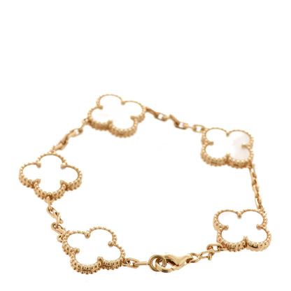 Van Cleef & Arpels 18K Yellow Gold Mother of Pearl 5 Motifs Vintage Alhambra Bracelet 3 of 6