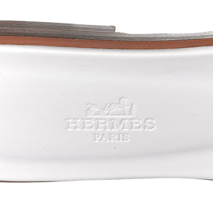 Hermes Box Calfskin Oran Sandals 35.5 White 7 of 10