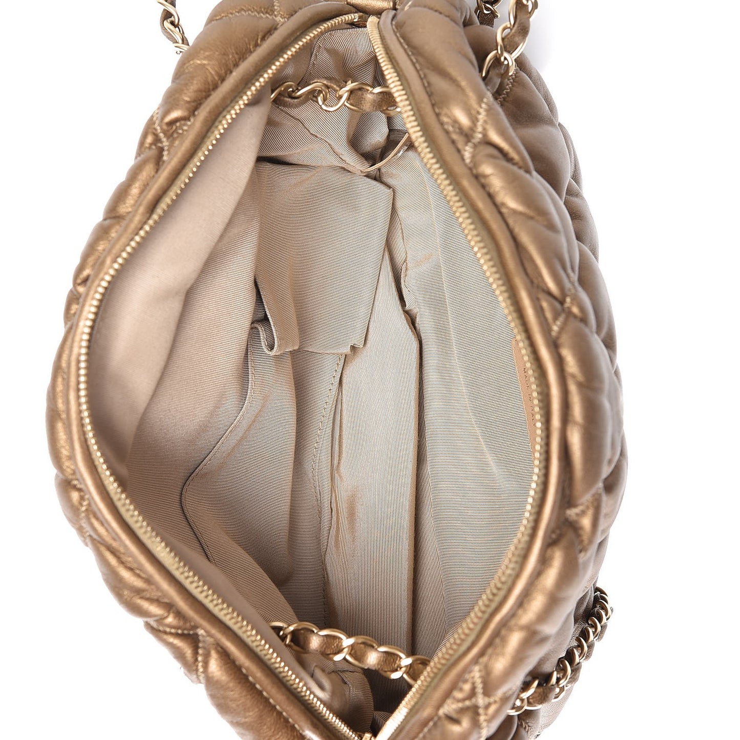 Metallic Lambskin Bubble Quilt Camera Case Bronze