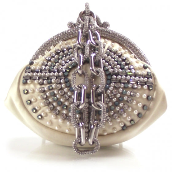 Satin Crystal Beaded Wristlet