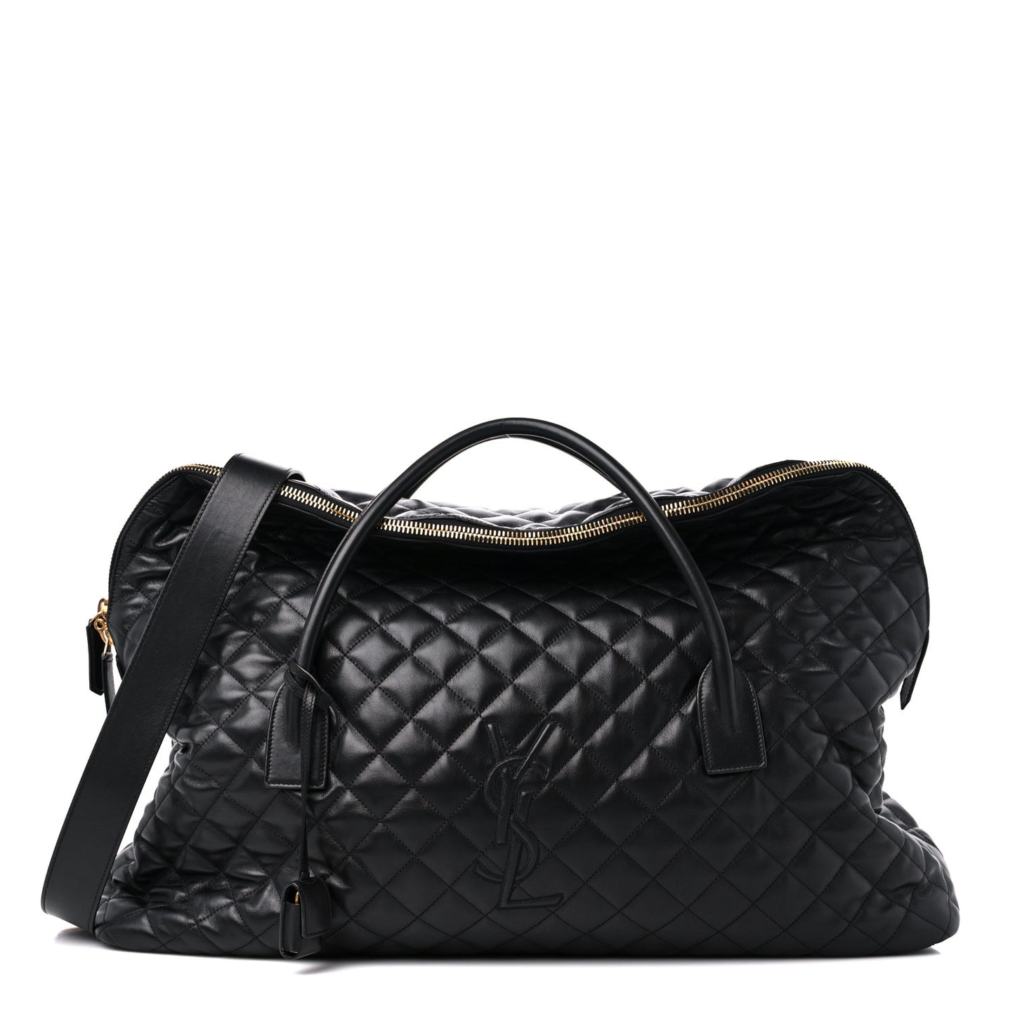 Calfskin Quilted ES Giant Travel Bag Black