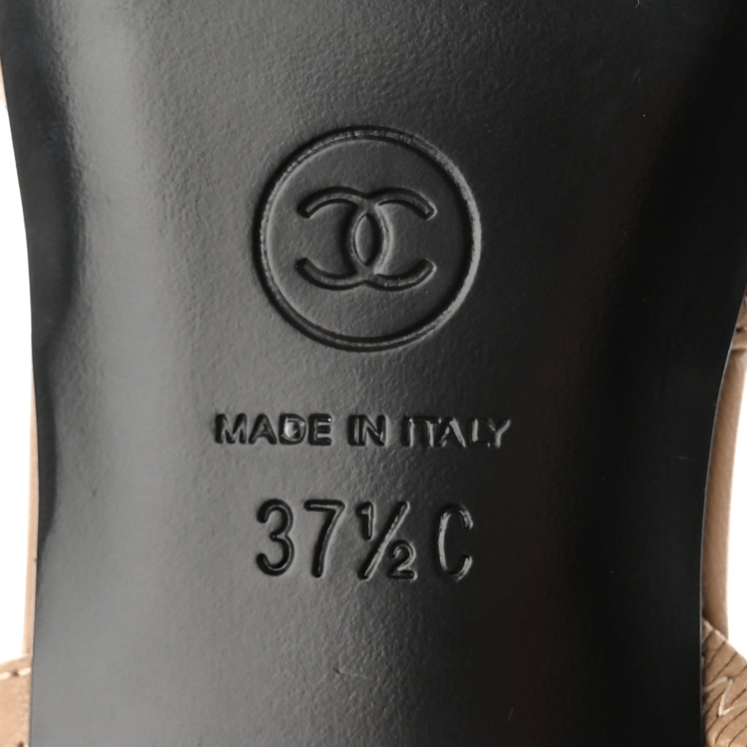 Chanel Lambskin Patent Cap Toe CC Slingback Flats 37.5 Beige Black 6 of 10