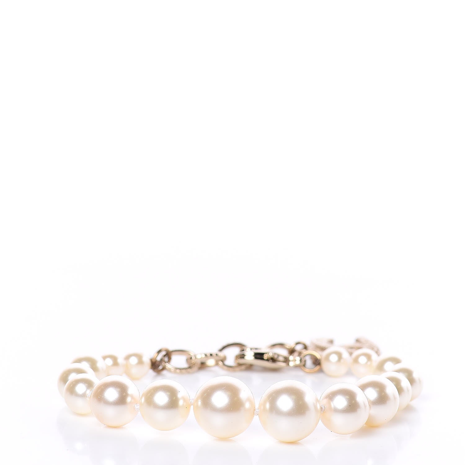 Chanel Pearl Crystal CC Bracelet Gold 3 of 5