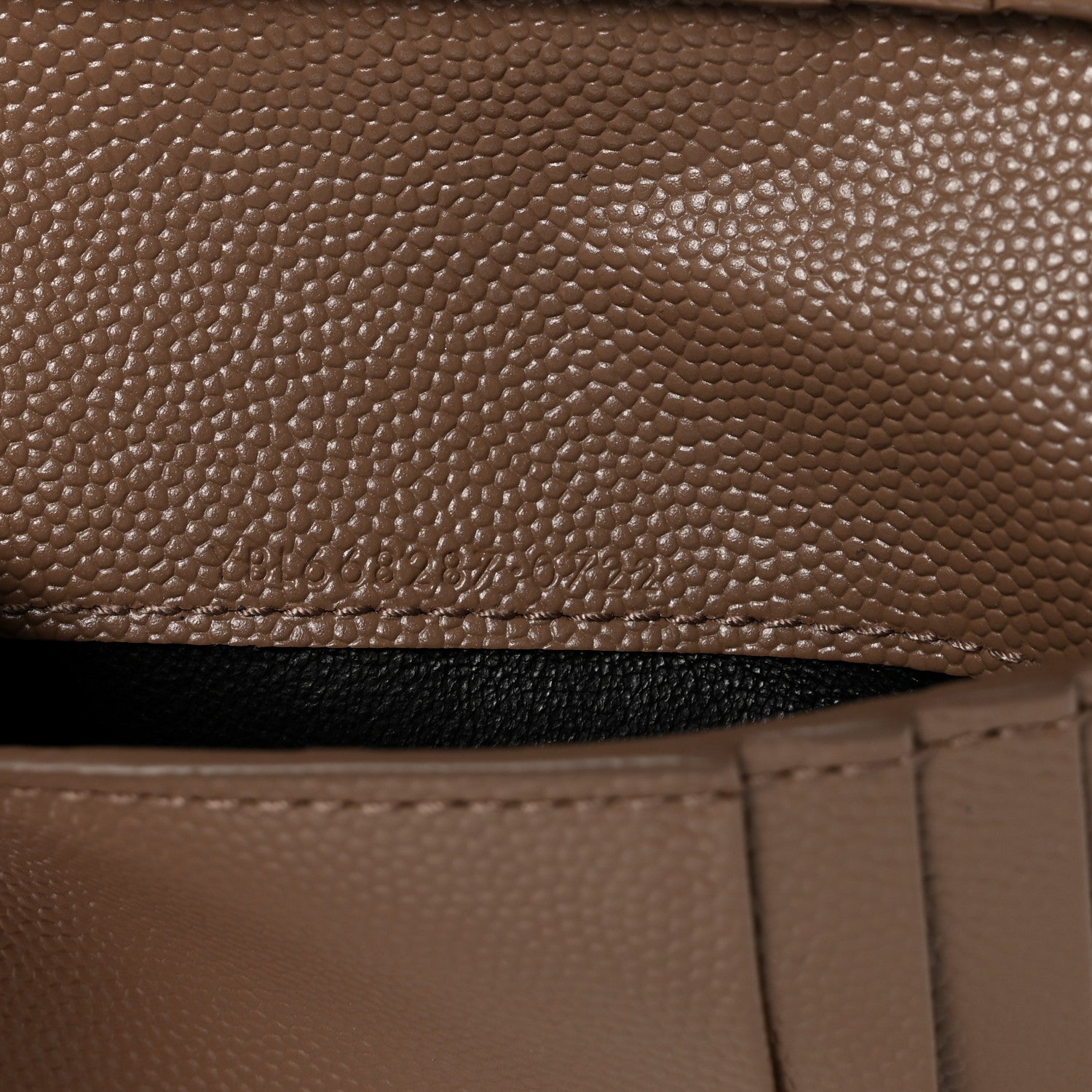 Saint Laurent Grain De Poudre Matelasse Chevron Monogram Zipped Two-Part Wallet Dark Latte 7 of 7
