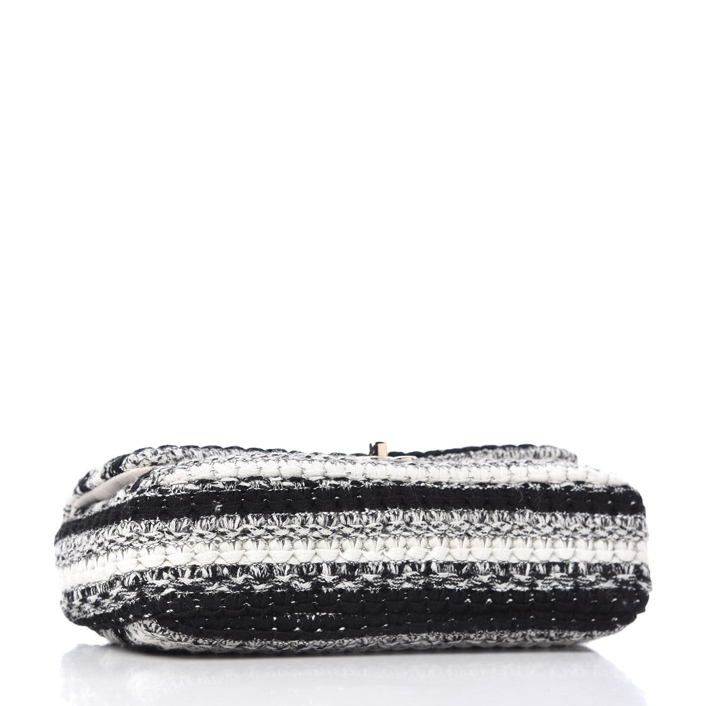 Tweed Braid Medium Single Flap Black White