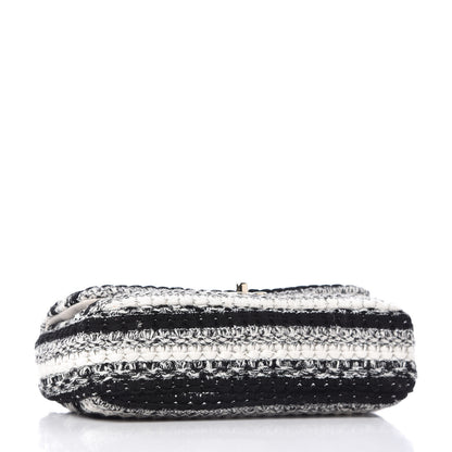 Chanel Tweed Braid Medium Single Flap Black White 4 of 10