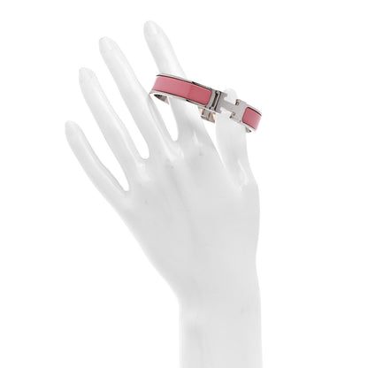 Hermes Enamel Narrow Clic Clac H Bracelet GM Rose Velours 2 of 6
