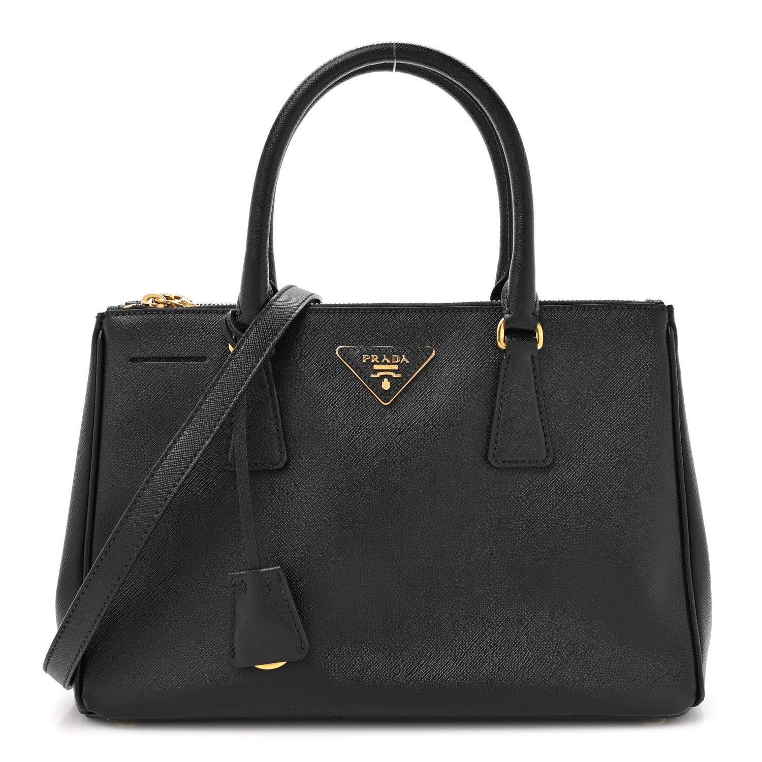 Prada Saffiano Small Galleria Double Zip Tote Black 1608265