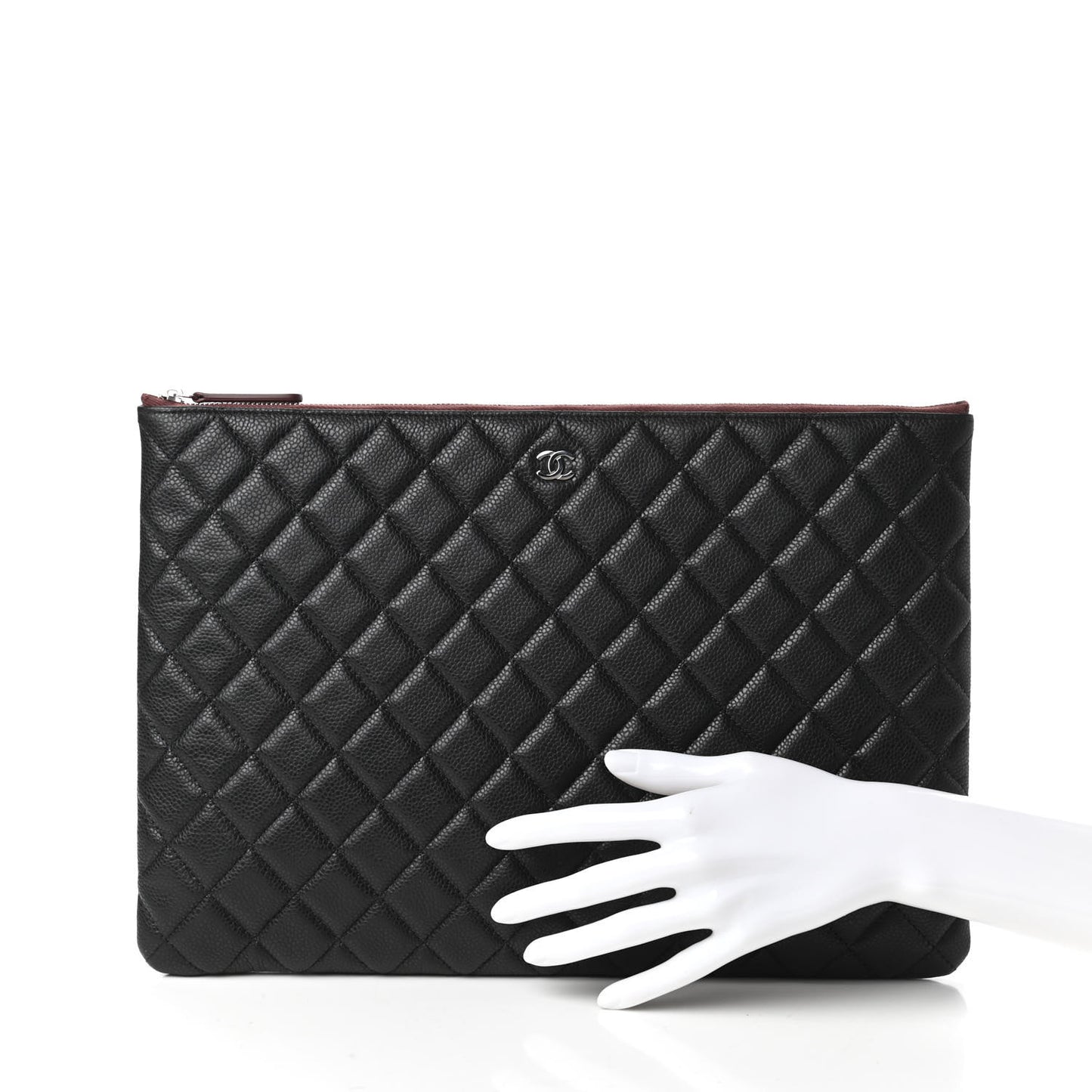 Caviar Quilted Large Cosmetic Case Black