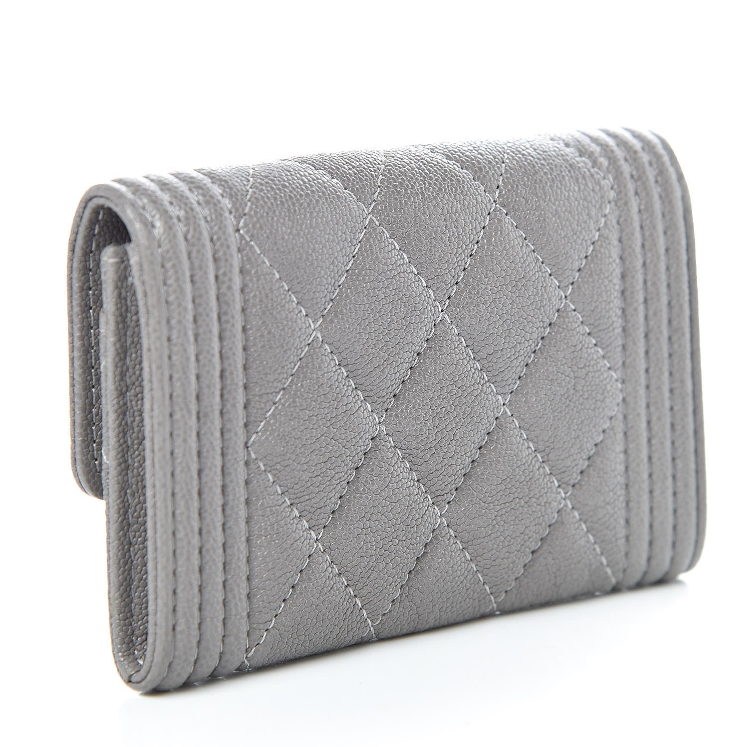 Chanel Caviar Quilted Boy Flap Card Holder Grey 3 of 9
