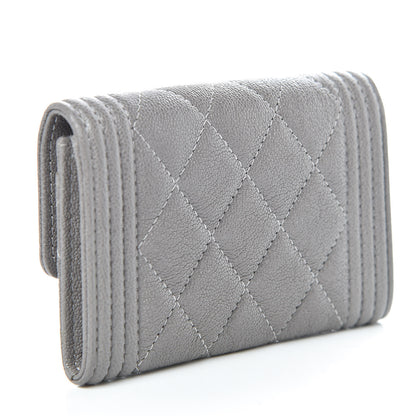 Chanel Caviar Quilted Boy Flap Card Holder Grey 3 of 9