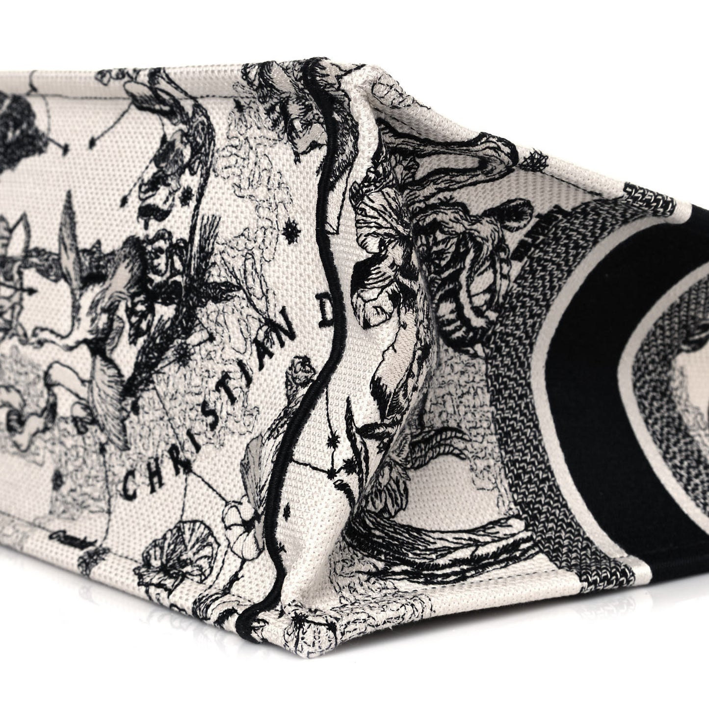 Canvas Zodiac Toile De Jouy Embroidered Medium Book Tote Latte