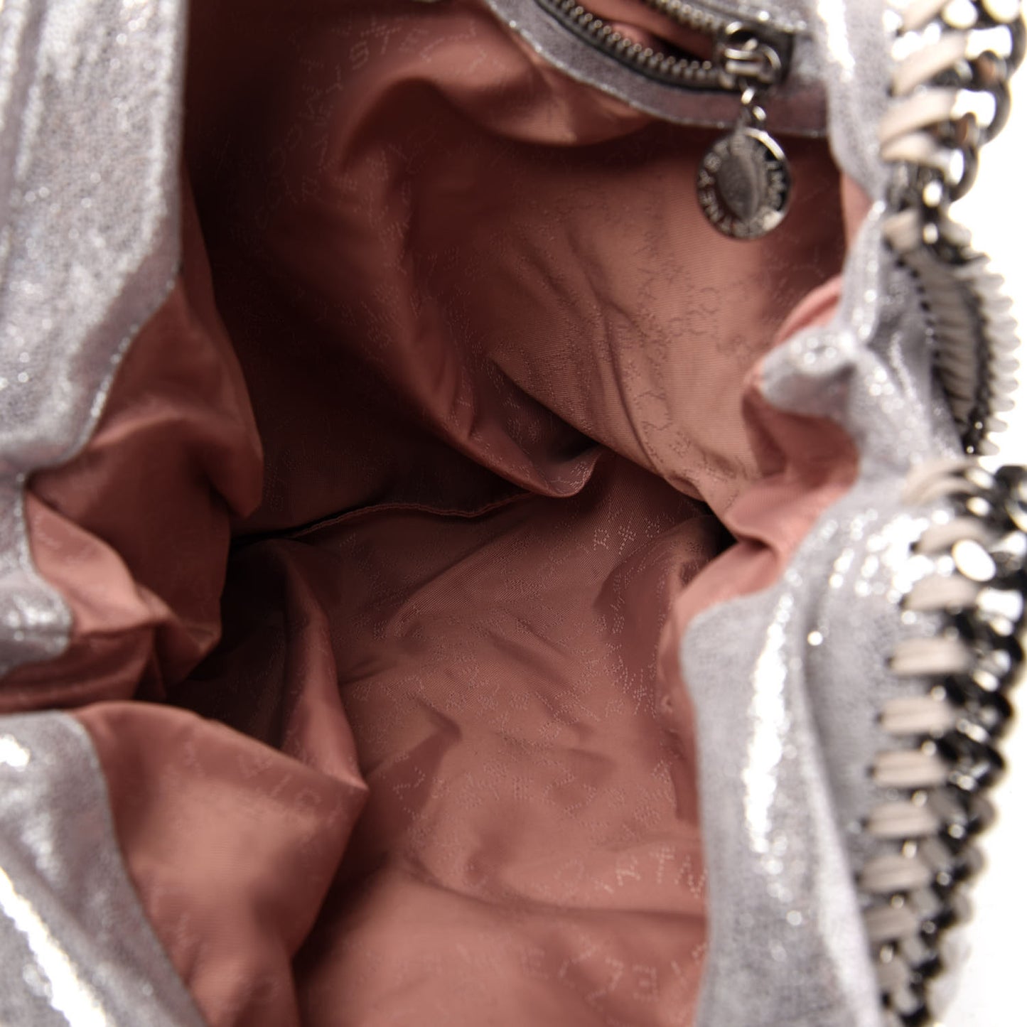 Shaggy Deer Falabella Fold Over Tote Silver