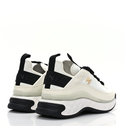 Chanel Velvet Calfskin Mixed Fibers CC Sneakers 37 Ivory Black 4 of 7