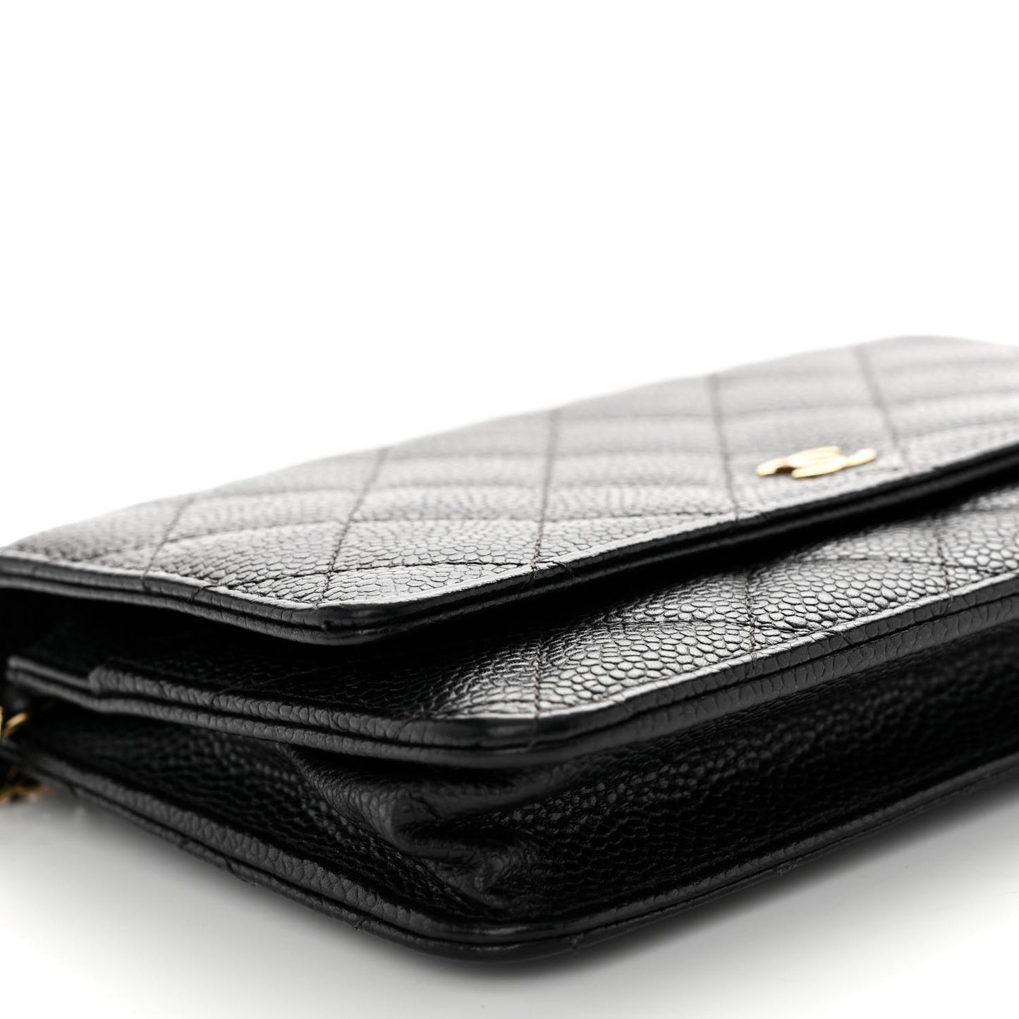 Caviar Quilted Wallet on Chain WOC Black