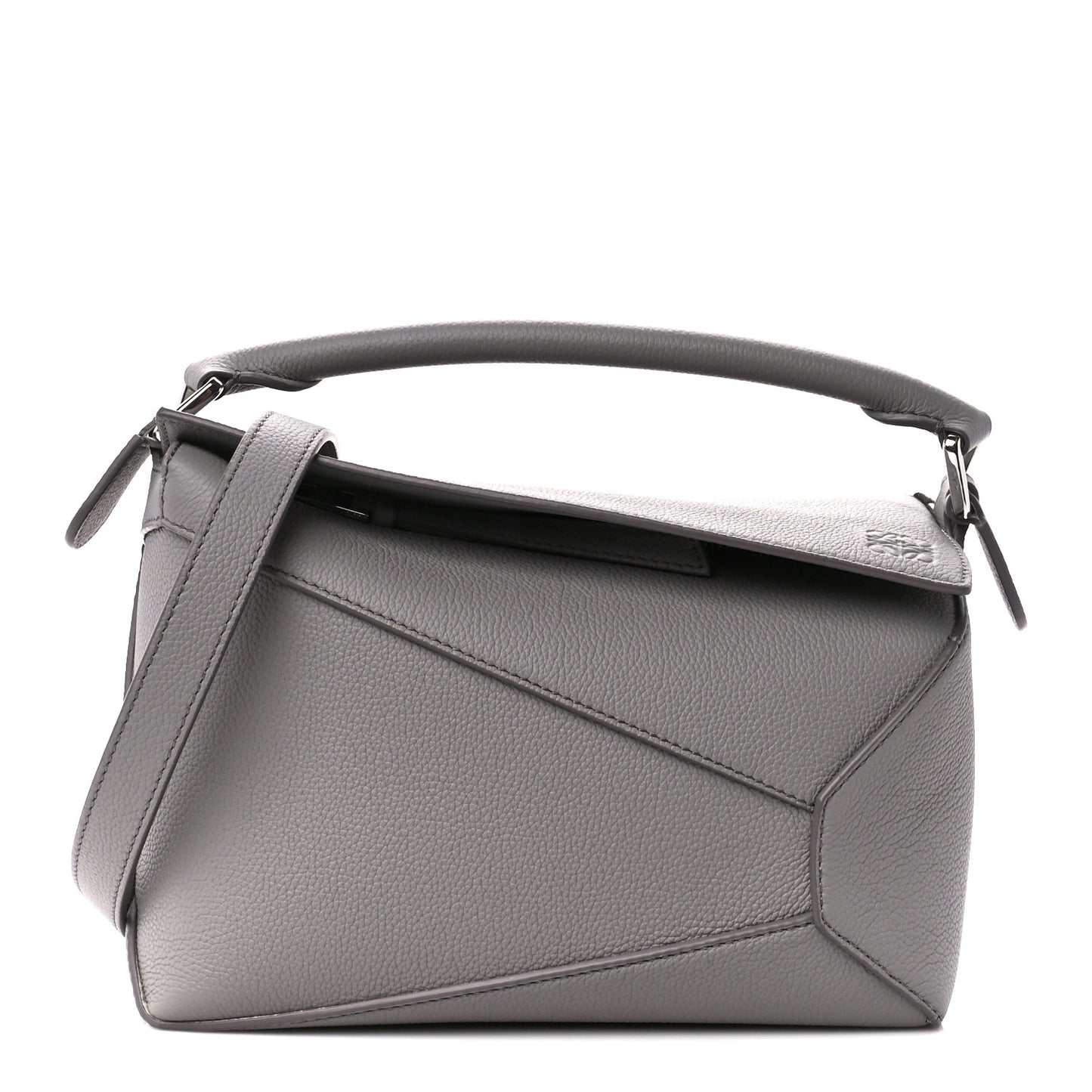 Soft Grained Calfskin Small Puzzle Edge Bag Pearl Grey