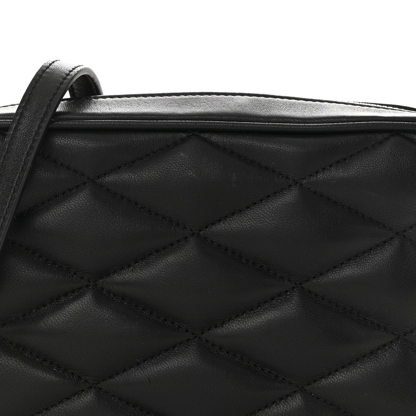 Lambskin Quilted Mini Camera Bag Black