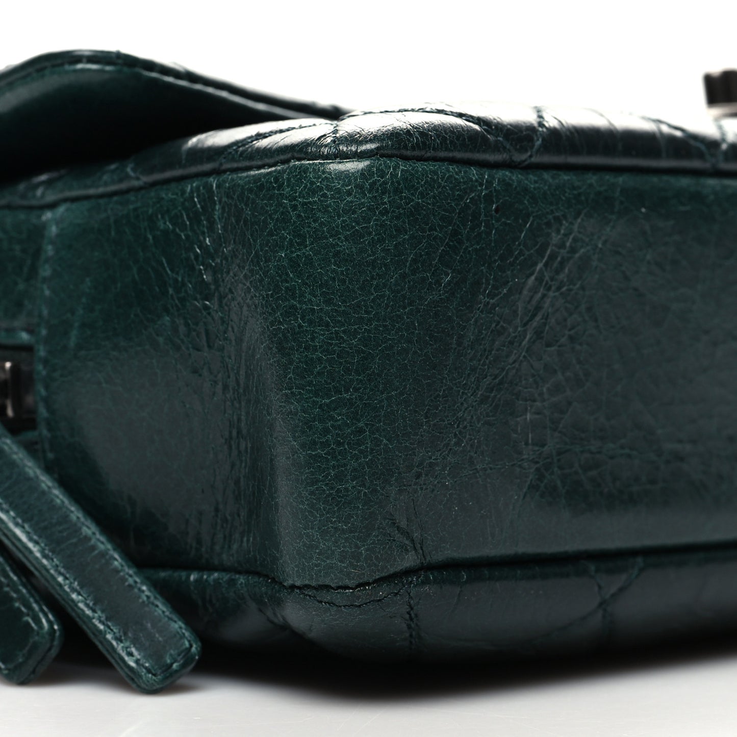 Glazed Calfskin Quilted Medium Duo Color Flap Dark Green Burgundy