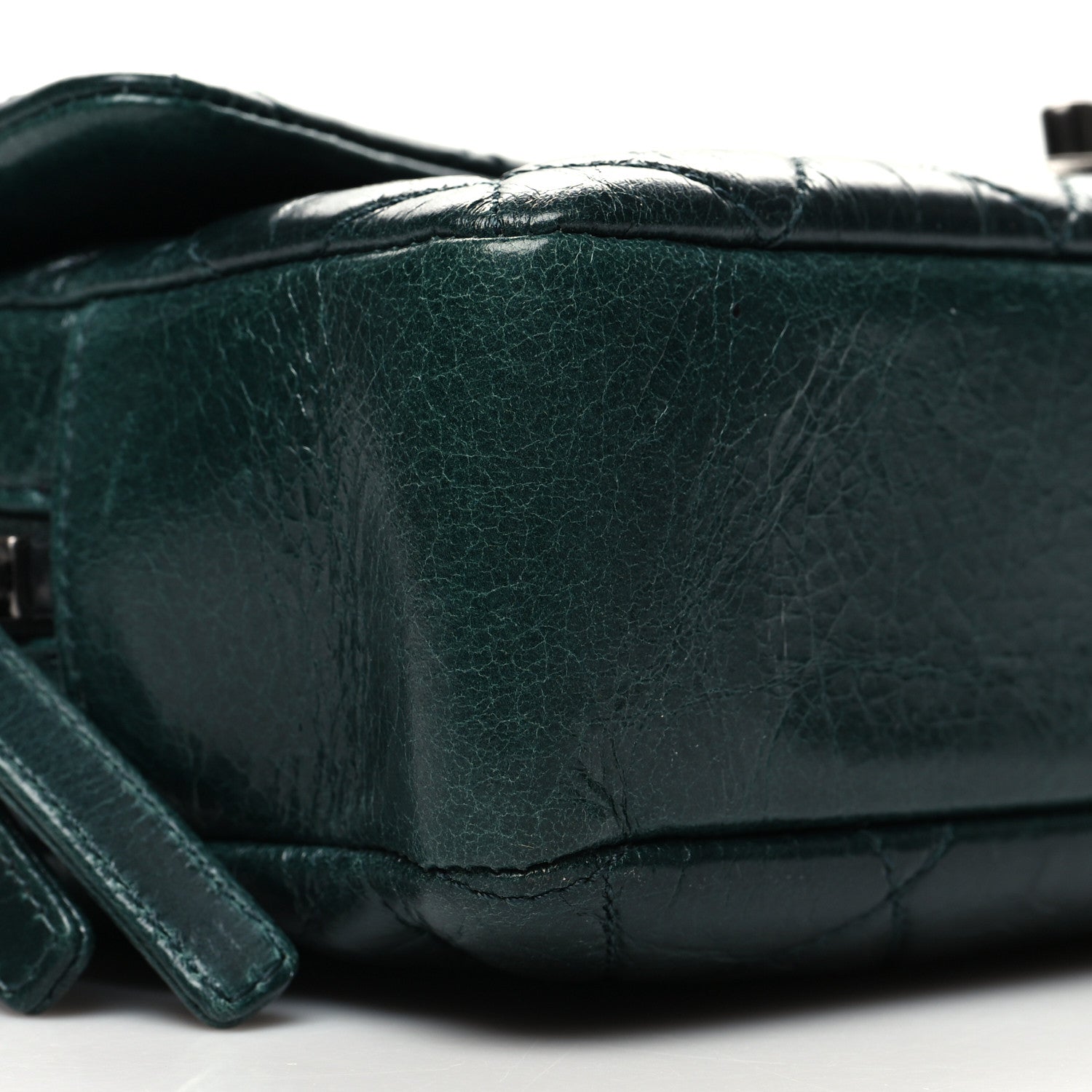Chanel Glazed Calfskin Quilted Medium Duo Color Flap Dark Green Burgundy 9 of 11