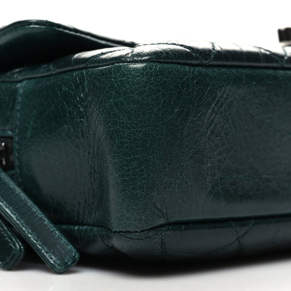 Chanel Glazed Calfskin Quilted Medium Duo Color Flap Dark Green Burgundy 9 of 11