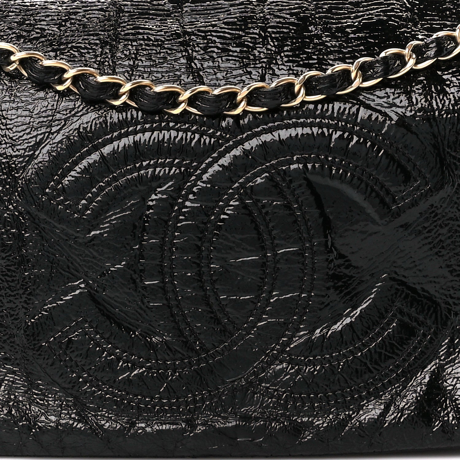 Chanel Vinyl Medium Rock and Chain Flap Black Black 9 of 11