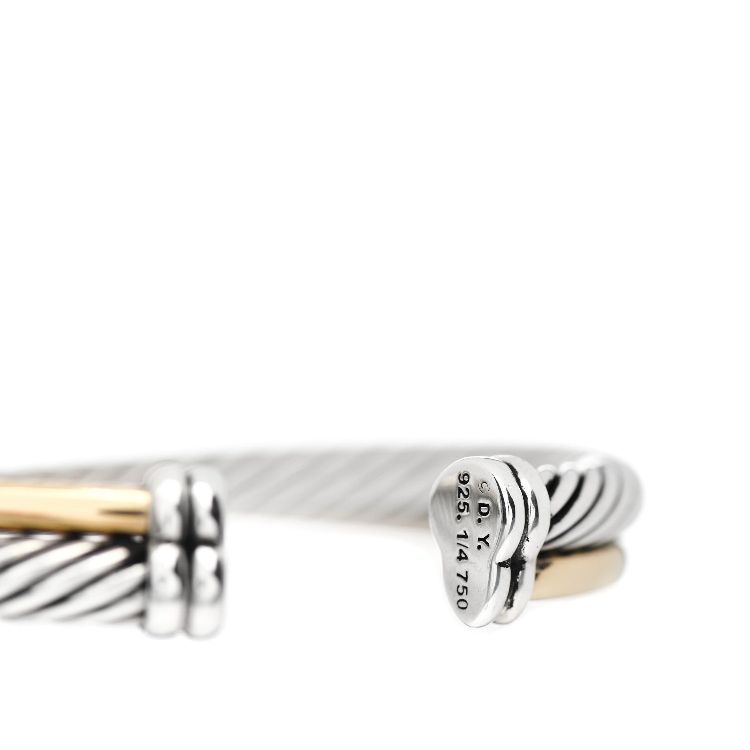 David Yurman Sterling Silver 18K Yellow Gold 5mm Crossover Cuff Bracelet 3 of 3