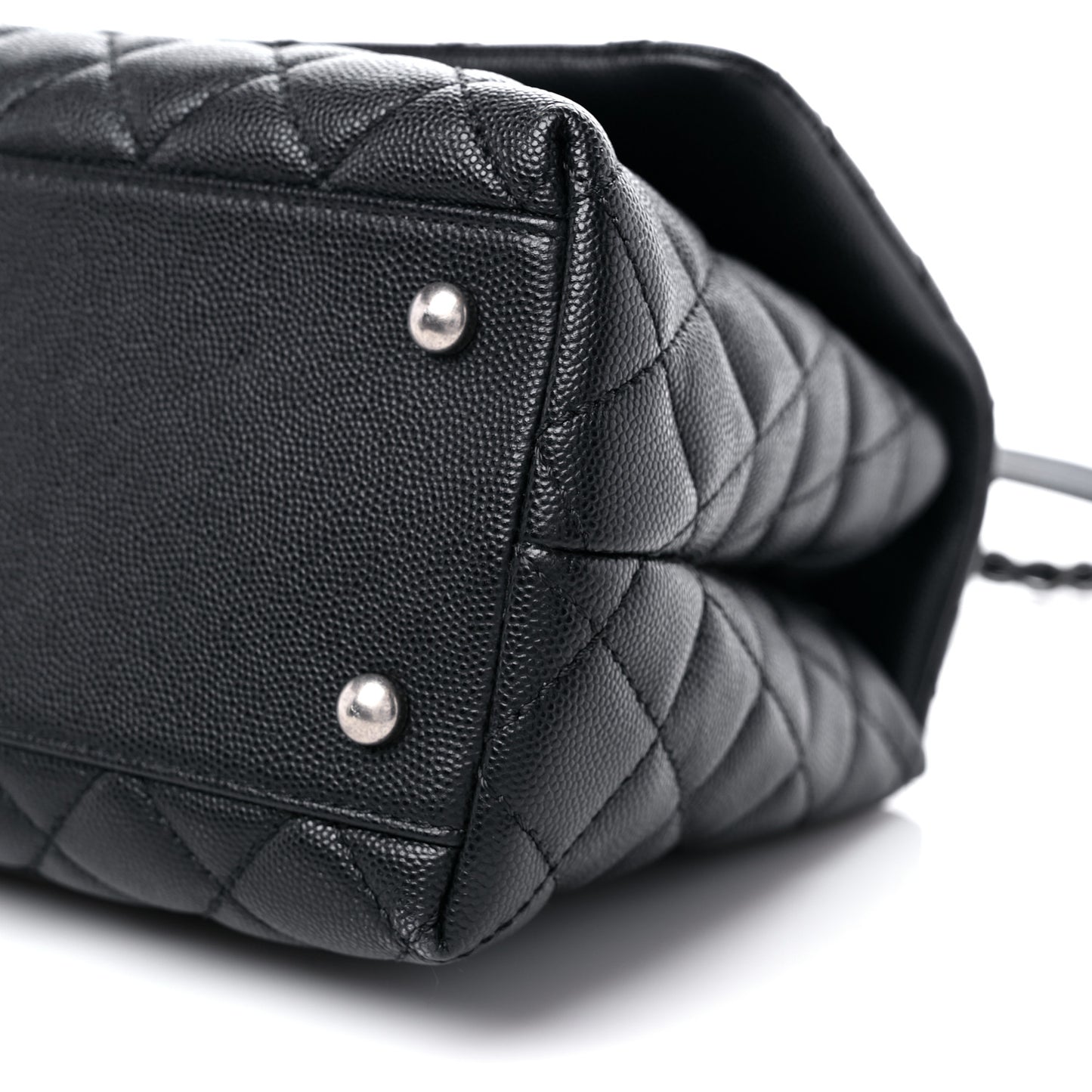 Caviar Lizard Quilted Small Coco Handle Flap Black