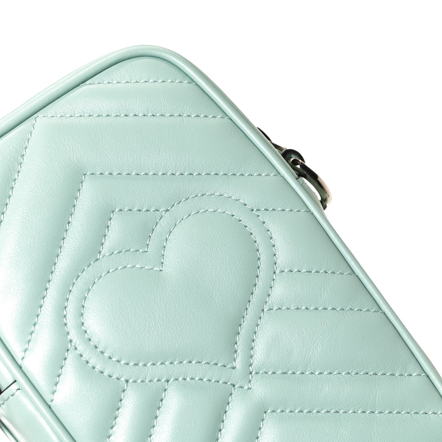 Calfskin Matelasse Mini GG Marmont Crossbody Bag Water Green