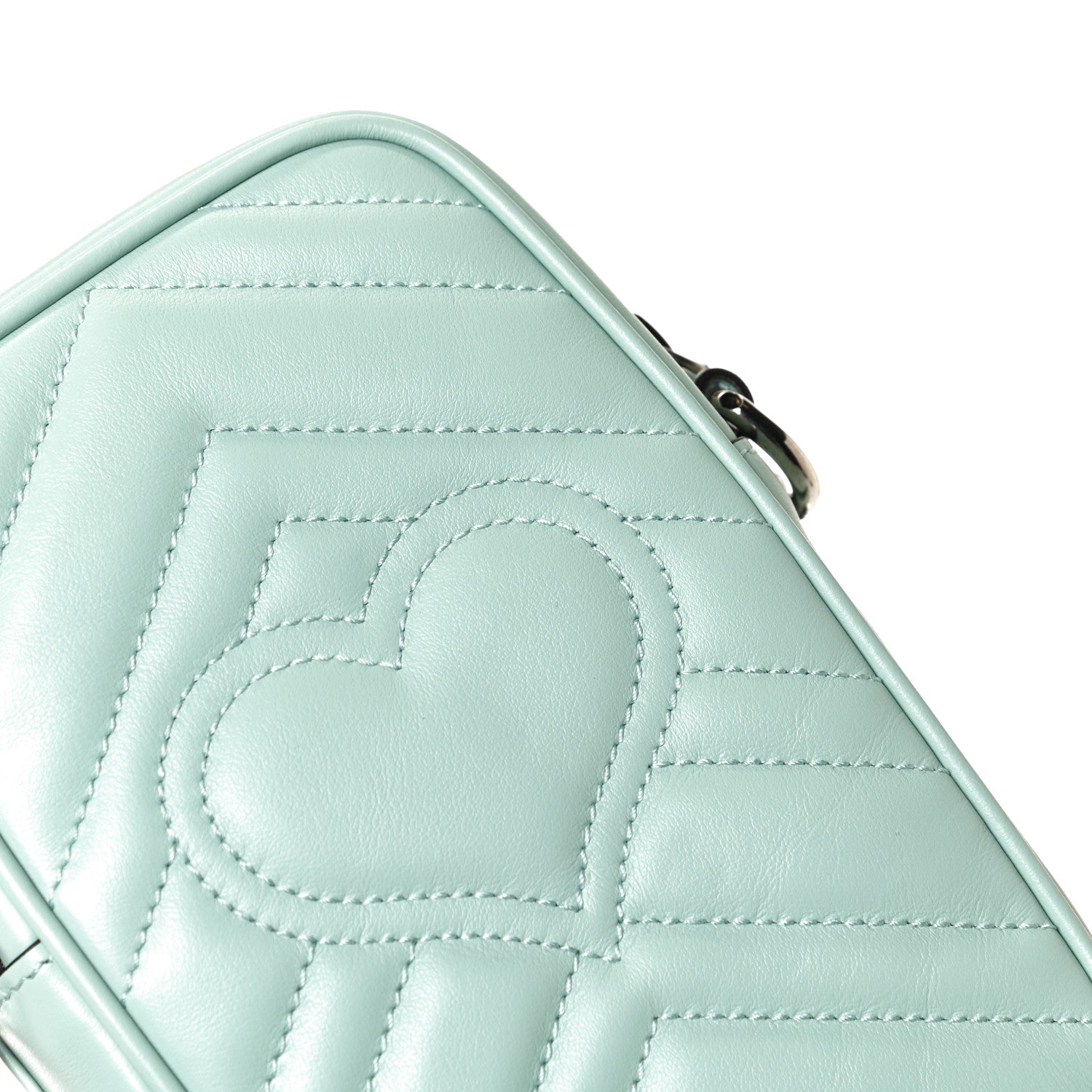 Gucci Calfskin Matelasse Mini GG Marmont Crossbody Bag Water Green 11 of 12