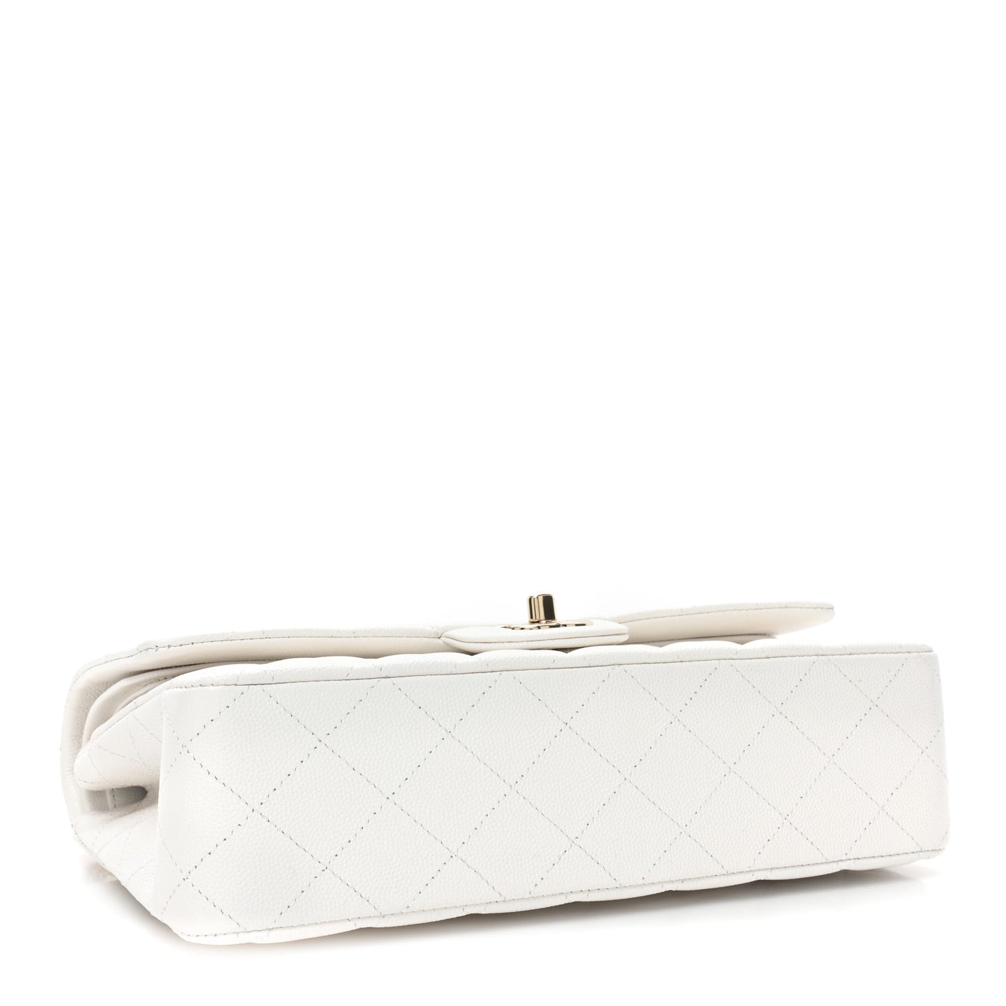 Caviar Quilted Medium Double Flap White