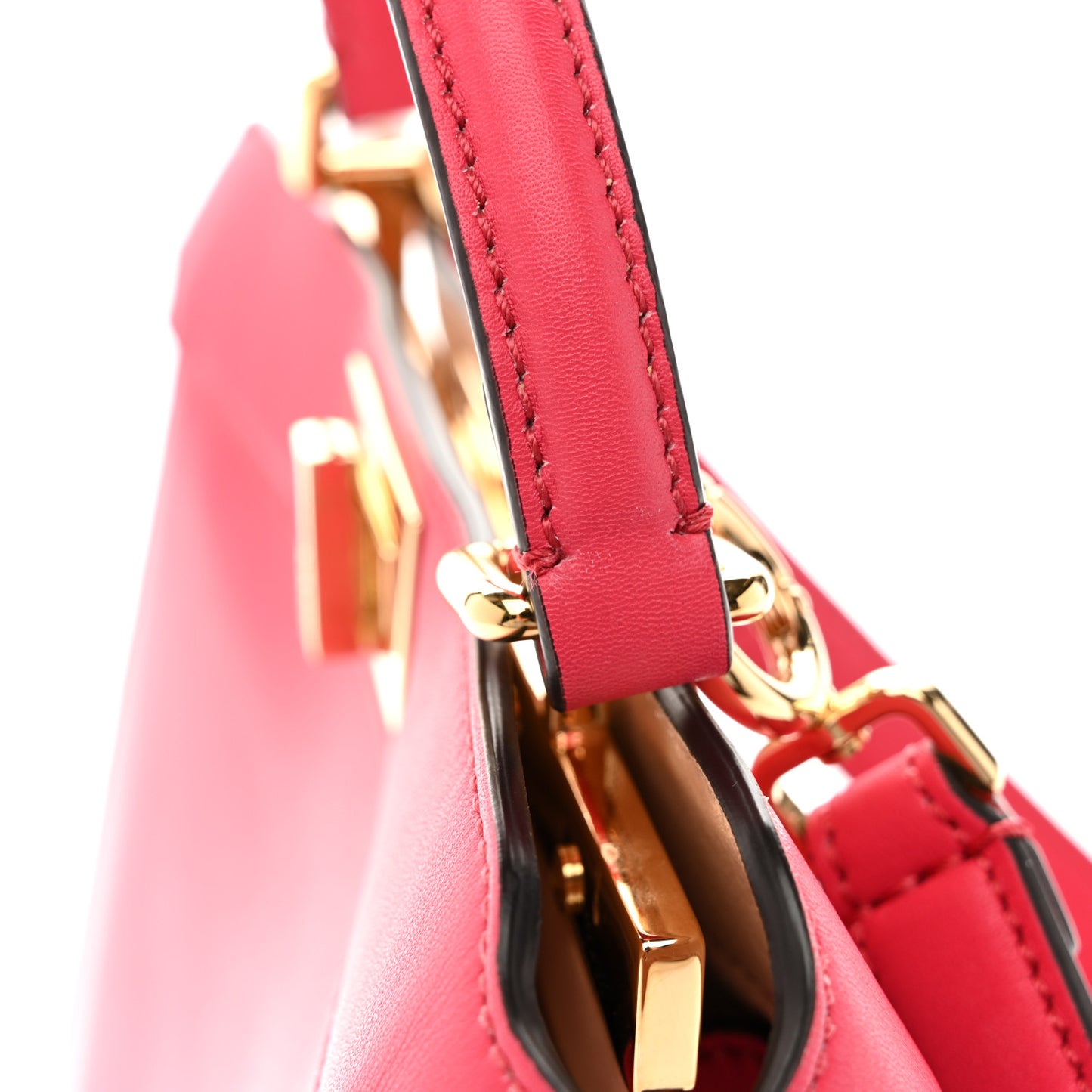 Vitello Seta Shiny Nappa Small Peekaboo I SEE U Satchel Lampone Light Rose