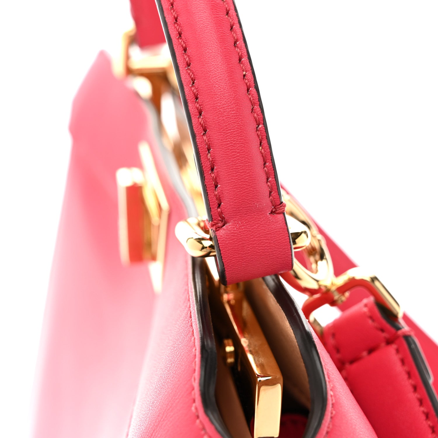 Fendi Vitello Seta Shiny Nappa Small Peekaboo I SEE U Satchel Lampone Light Rose 14 of 14