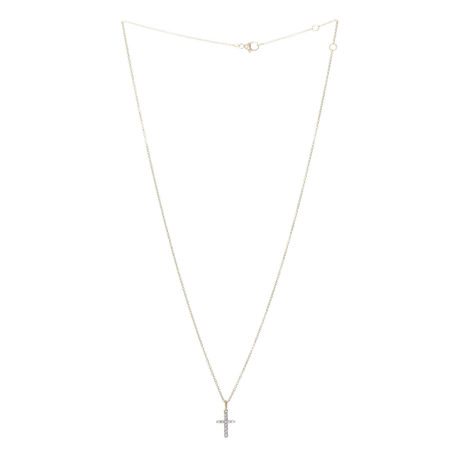 David Yurman 18K Yellow Gold Diamond Cable Collectibles Cross Necklace 3 of 5