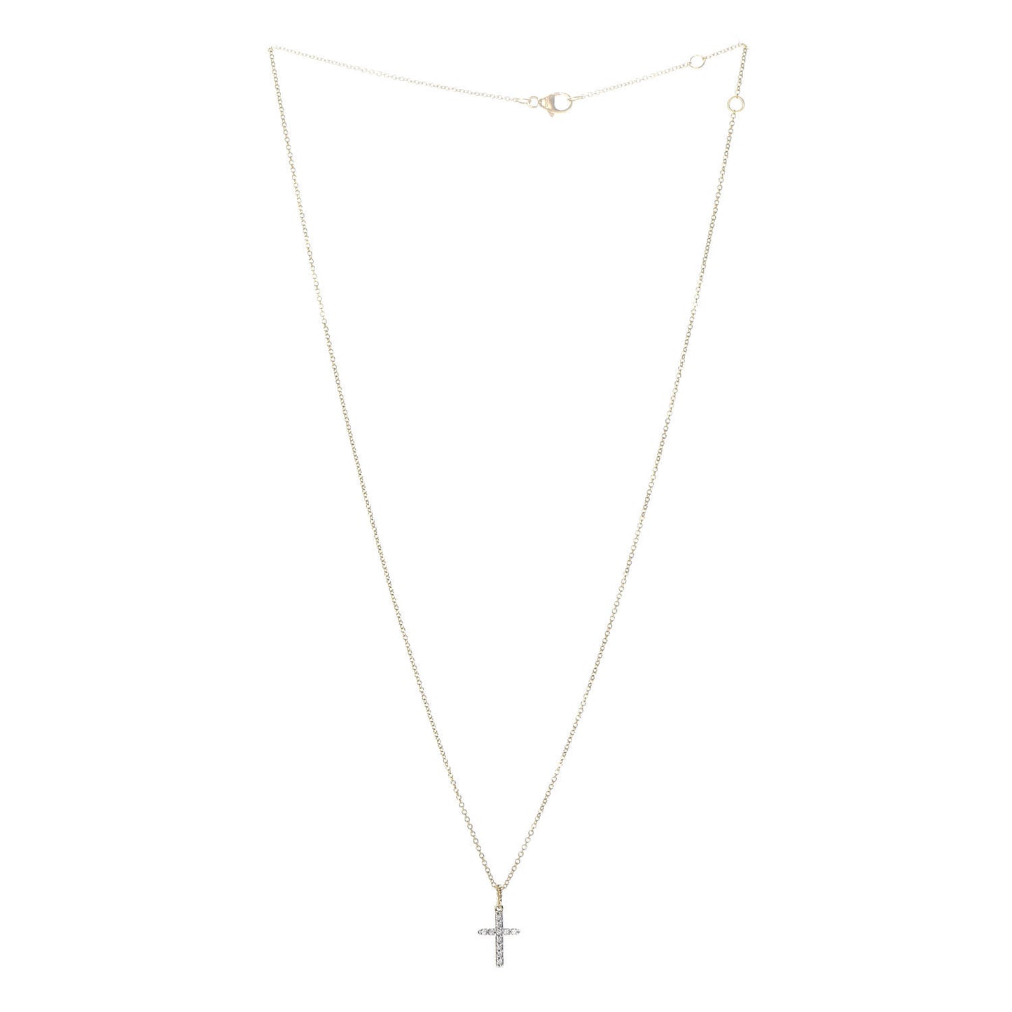 18K Yellow Gold Diamond Cable Collectibles Cross Necklace