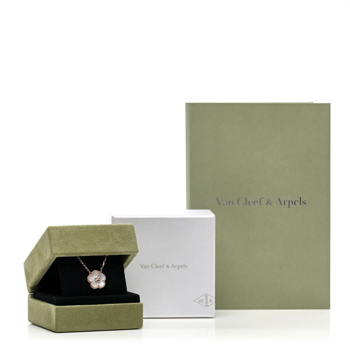 18K Rose Gold Mother Of Pearl Lucky Spring Plum Blossom Necklace
